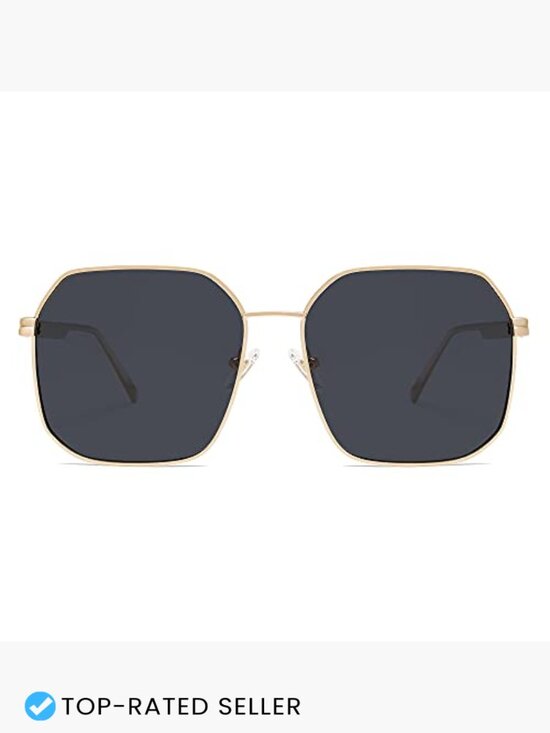 Retro Square Polarized Sunglasses Vintage Oversized Large Metal Frame UV400 main image 4